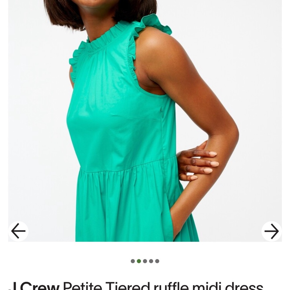 NWT J.Crew Factory J.Crew Petite Tiered Ruffle Midi
Dress P4 Green - Picture 3 of 7